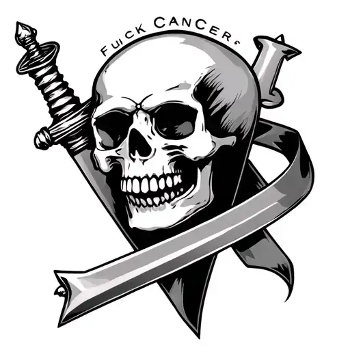 Fuck Cancer With A Skull As The U And A Ribbon With A Dagger