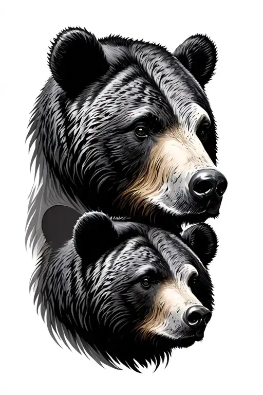 Side View 3 Bears Face The Left