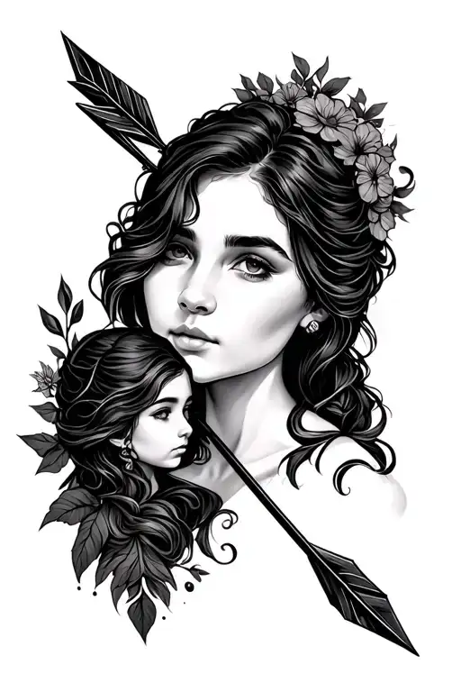 Mother Son Arrow Tatto Design