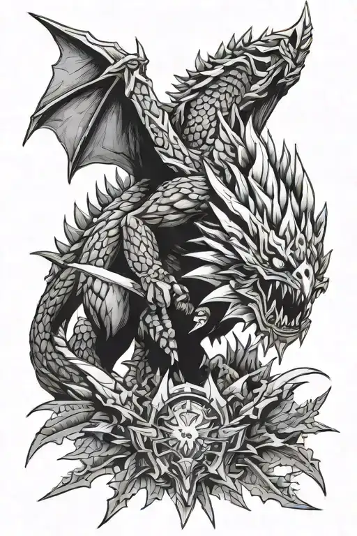 Monster Hunter Female Charge Blade With Nergigante At Background