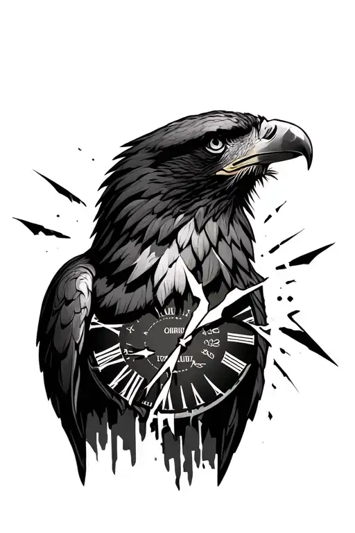 Broken Clock Eagle Head