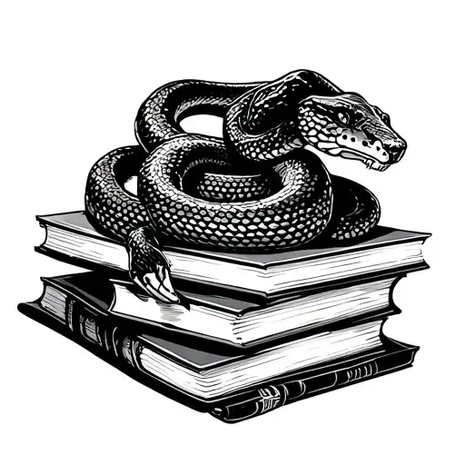 Generate A Unique Tattoo Stencil With A Snake And Books