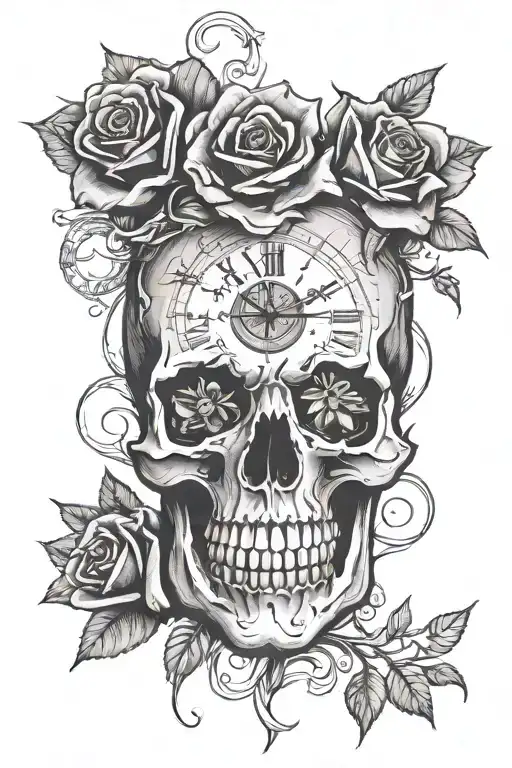 Rose Skull Clock
