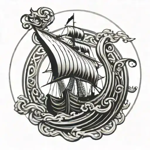 Viking Ship In A Circle