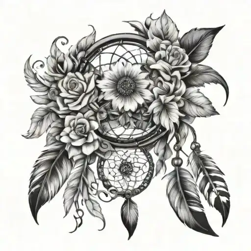 Flowers Dream Catcher Entangled In A Beautiful Bouquet