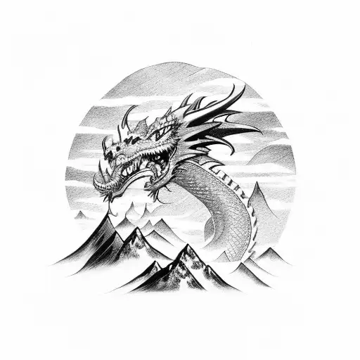 Dragon With Mountains