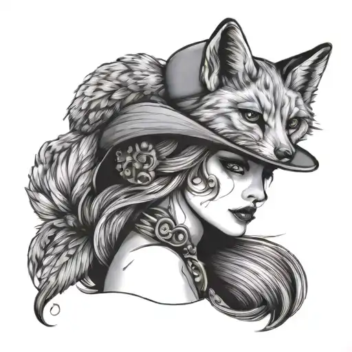 Woman With Fox Hat On