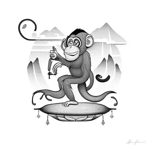 Jolly Monkey On A Flying Carpet