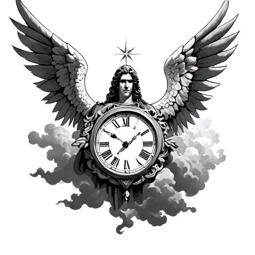 St Michael With Clouds And Clock