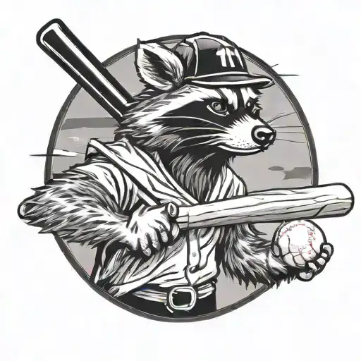 A Raccoon Hitting A Baseball Bat Wearing The Number 11 On His Hat And Jersey
