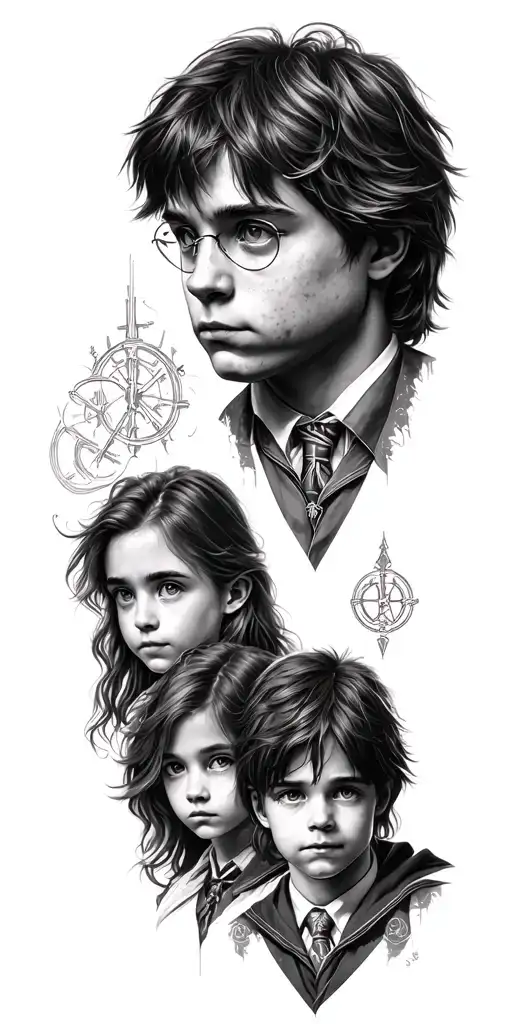 Harry Potter Themed Tattoo Featuring Characters