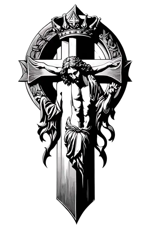 Christian Cross Jesus Crown