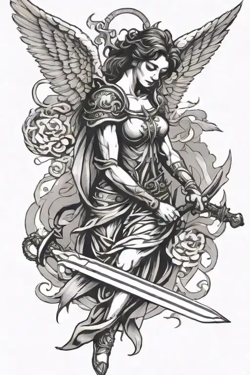 Angel And Sword Surrounded