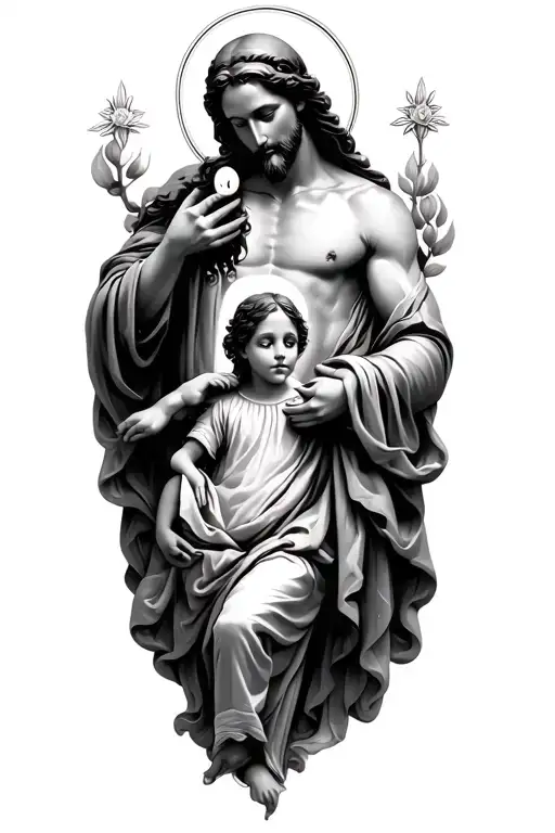 God With Son And Daughter