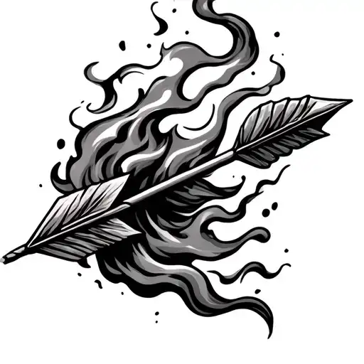 Flying Arrow On Fire With Smoke Trailing