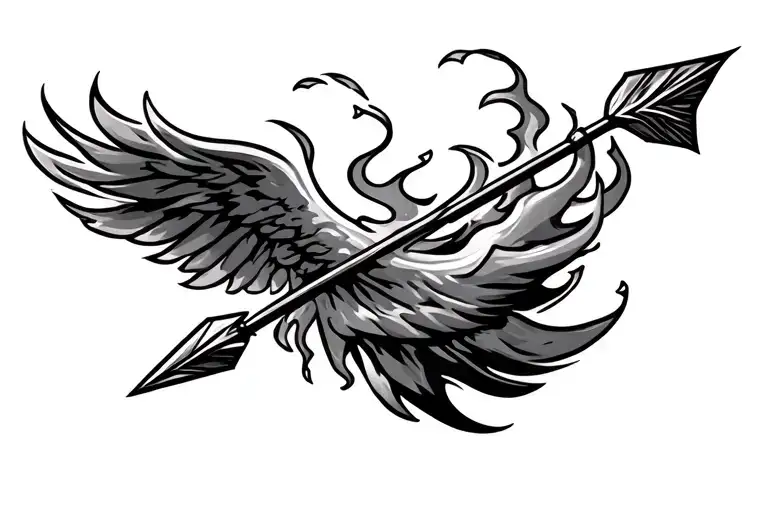 Flying Arrow On Fire With Smoke Trailing