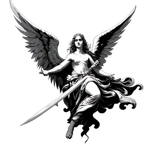 Angel Holding A Sword Flying