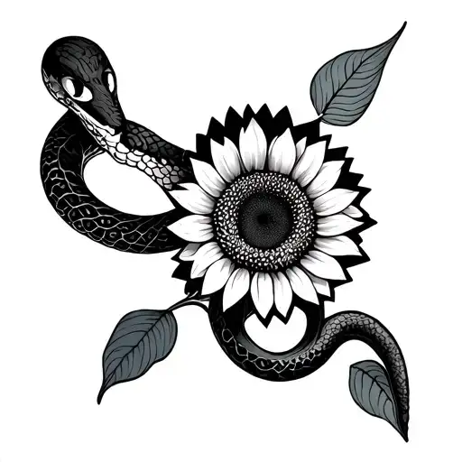 Snake And Sunflower