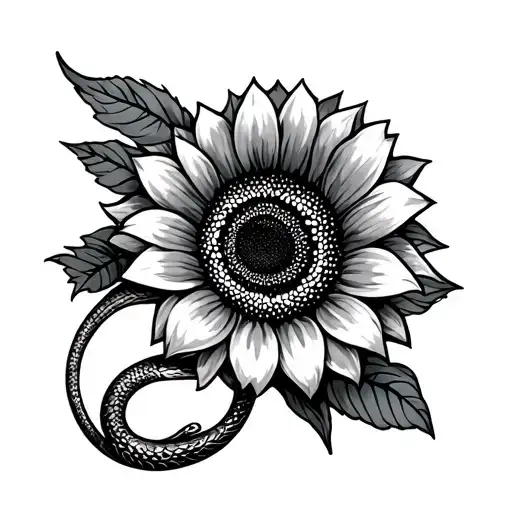 Snake And Sunflower