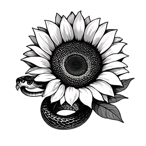 Snake And Sunflower