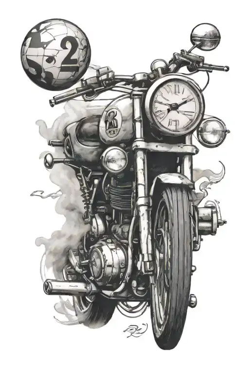 Race Motorbike With Number 22 With A Globe Showcaseing My Travels