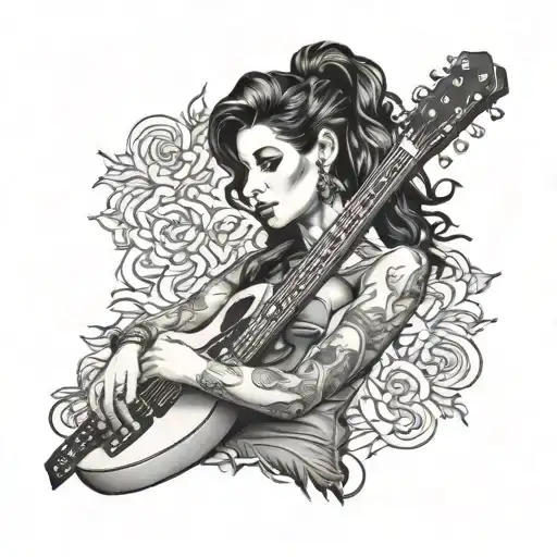Amy Winehouse Black Guitar Goth