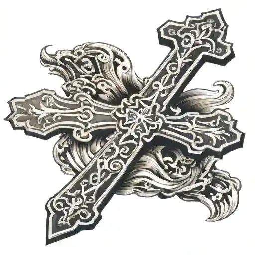 Black Orthodox Cross And Below The Prayer Our Father