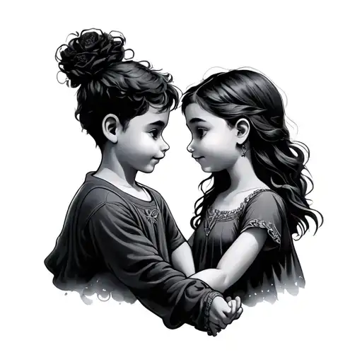 Brother And Sister Holding Hands