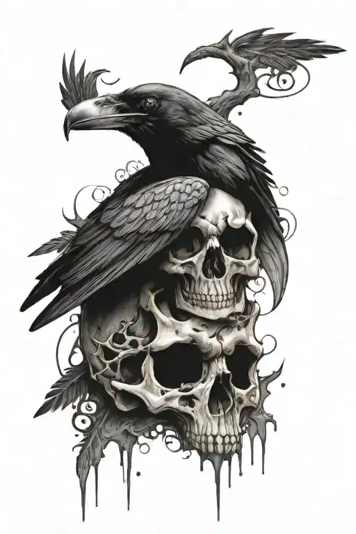 Crow Skull Eye Bullet Earth Air Water