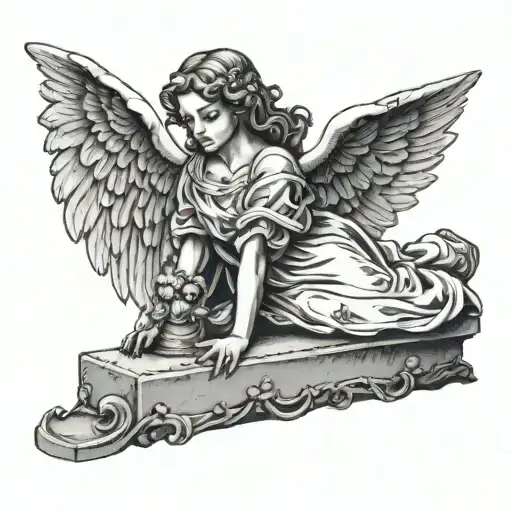 Grave Stone Angel Laying