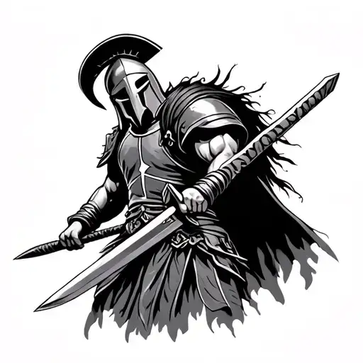 Spartan Warrior Wielding A Sword