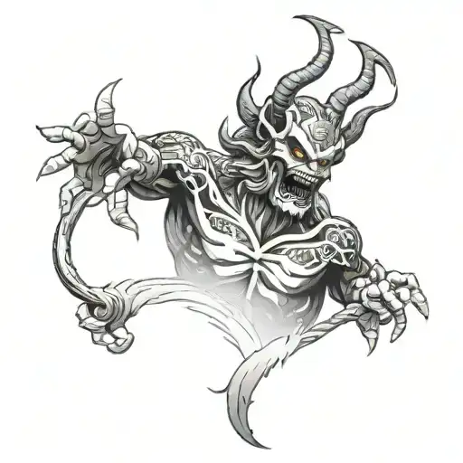 Irezumi Tattoo Back Demons With Sky Background