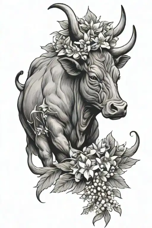 Bull With Lily Of The Valley Flower