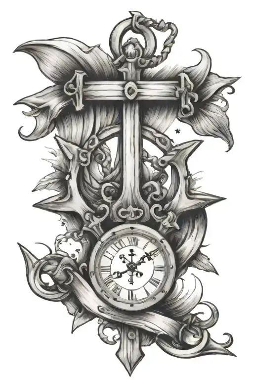 Cross Anchor Clock