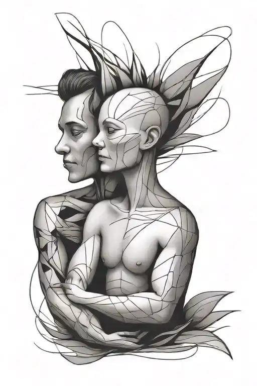 Simple Abstract Human Art Using Black Lines Depicting The Interfacing Between Therapist And Client