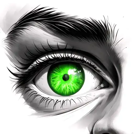 Eye With A 5 In Roman Figure As A Pupil With A Green Background On The Light Of The Eye