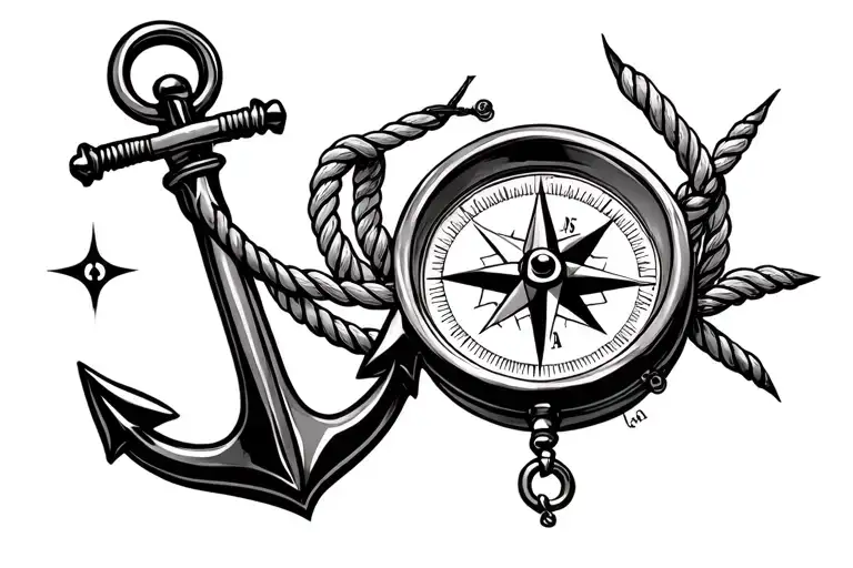 Compass With Rope And Anchor