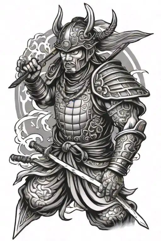 Japanese Warrior Tattoo Design