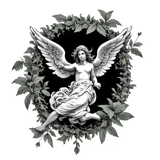 Jungle Vines Running Down Arm With A Angel On The Tricept Falling