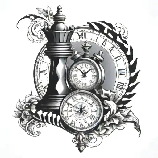 Chessboard And Clock On Arm