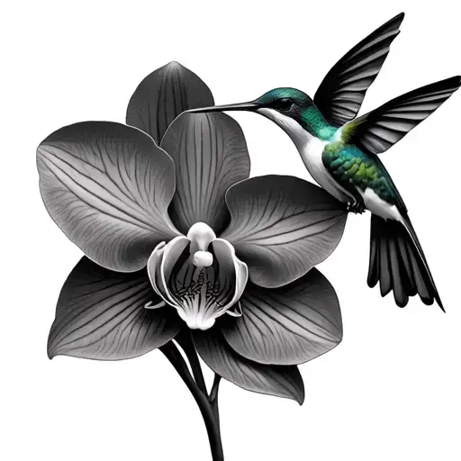 Orchid And Humming Bird