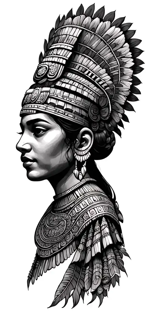 Mayan Lady Surrounded By Mayan Design