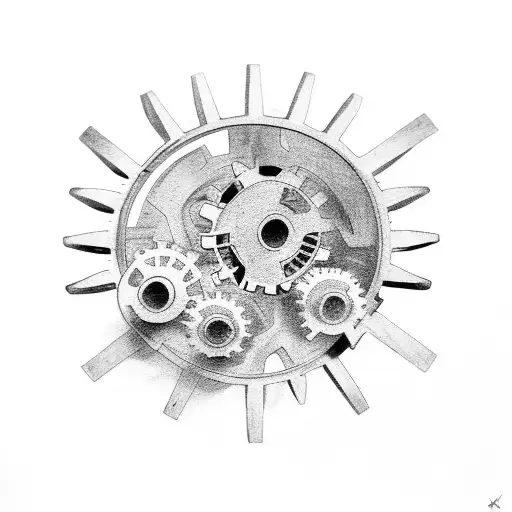 Daughter And Son With Gears Upper Arm Sleave