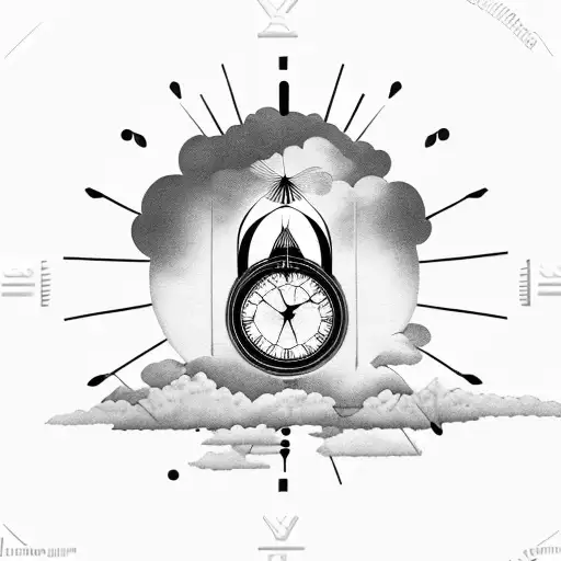 Clock And Clouds In Background