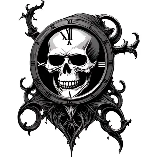 Skull Clock Grim Reaper