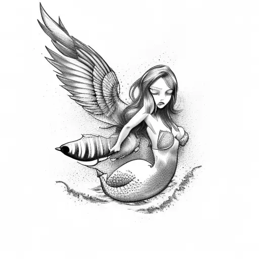Mermaid Killing A Swallow