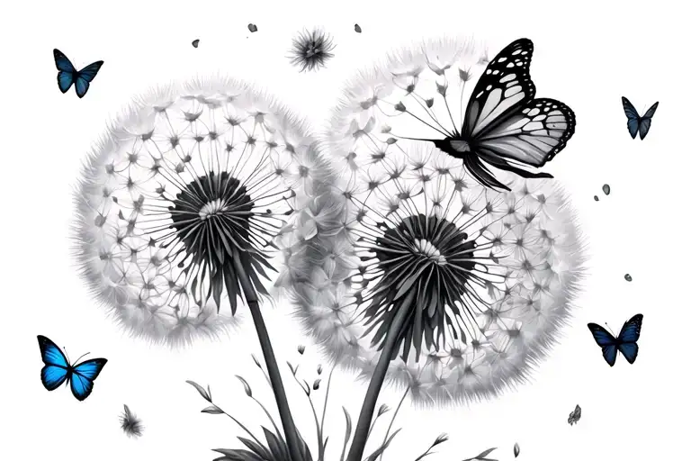 Dandelion And Butterflies Exploding