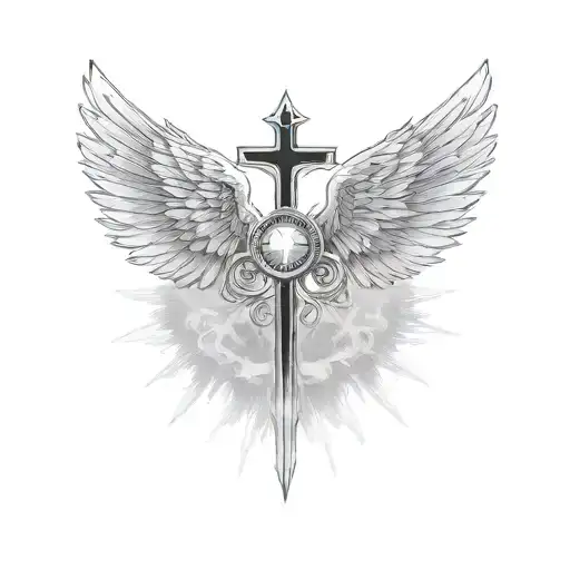 Christian Cross Wings And Halo