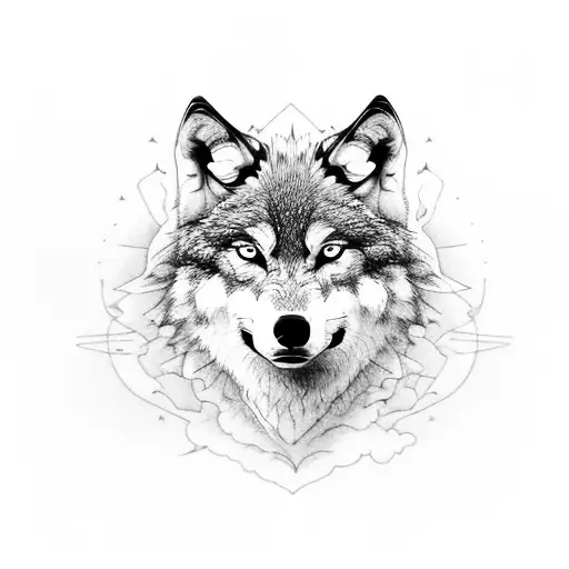 Wolf With Mountain Forest And Sea Landscape