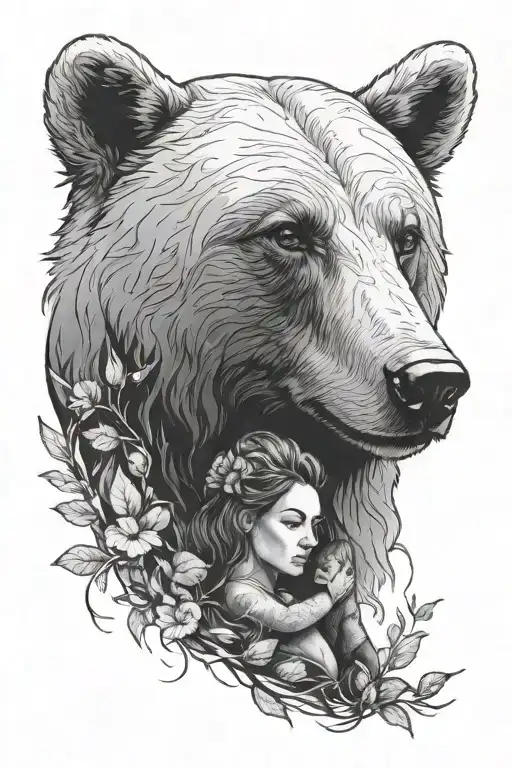 Woman And Bear Cub